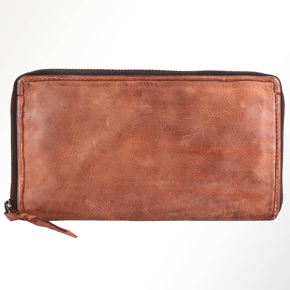 Genuine Leather Zip Around Wallet