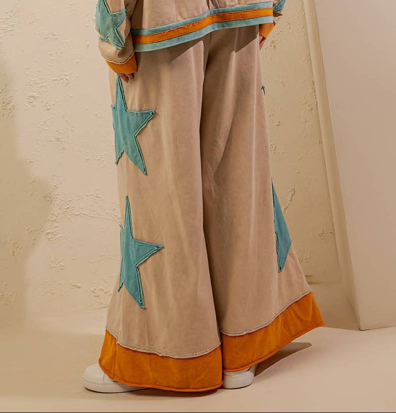 Stardust French Terry Star Pants ~ Sand/Green