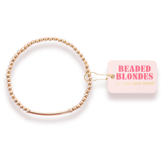 3mm Gold Bar Beaded Bracelet