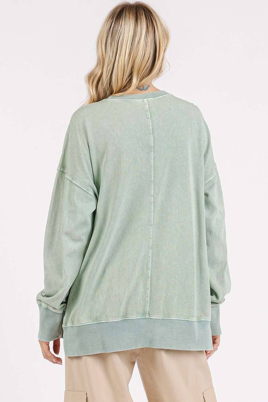 Flower Patch Mineral Wash Top ~ Sage