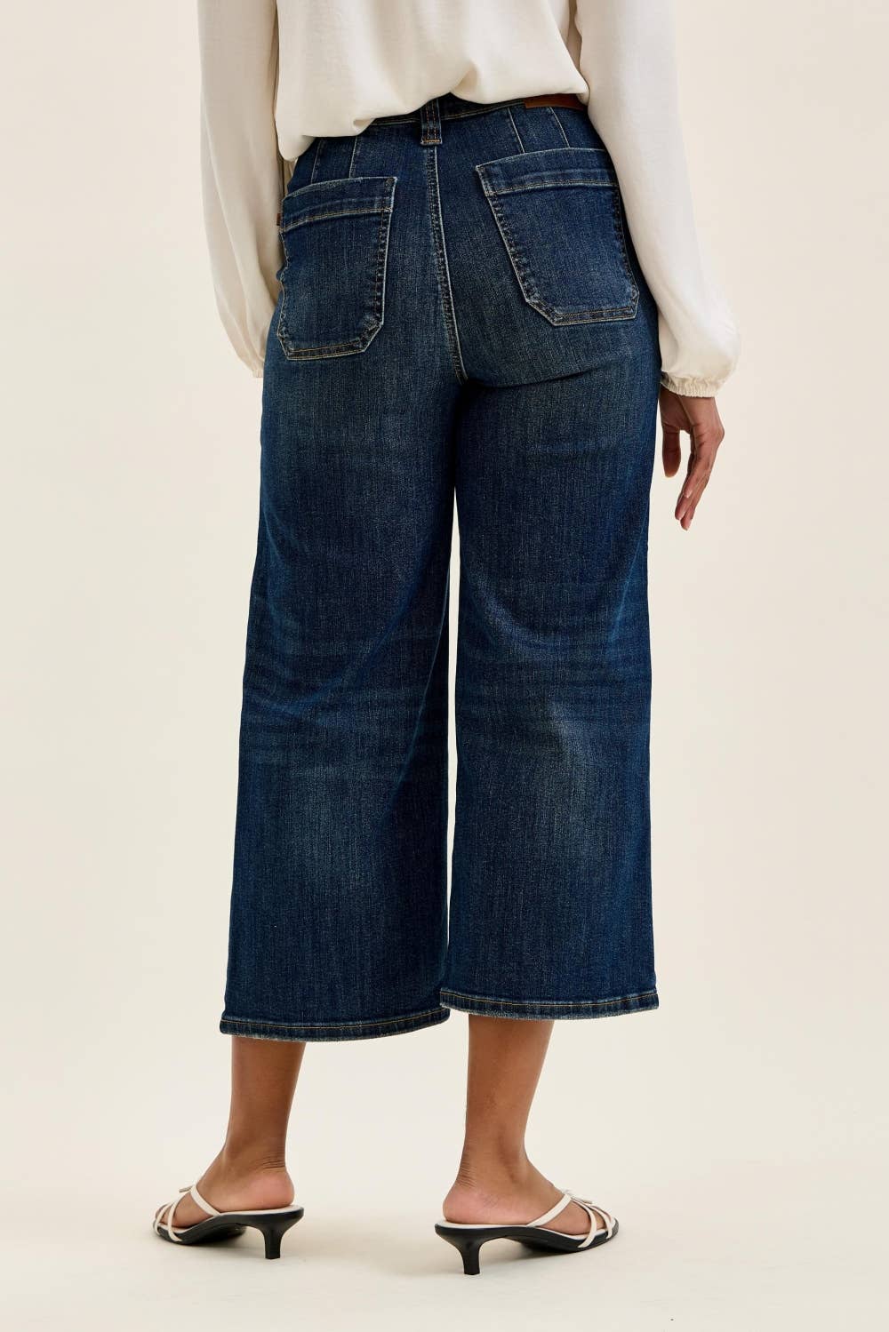 Judy Blue HW Wide Crop Utility & Patch Pocket ~ Dark Denim