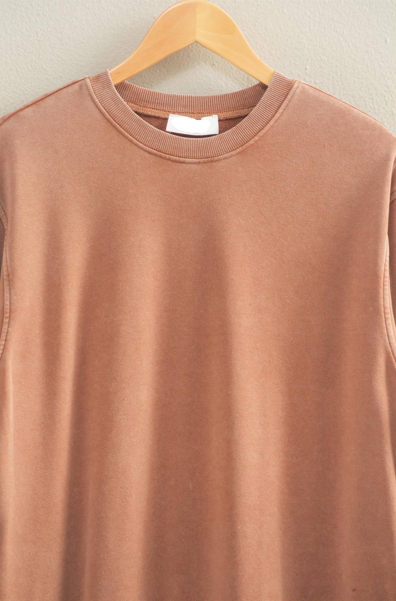 Mickie Mineral Washed Sweatshirt Dress ~ Chestnut