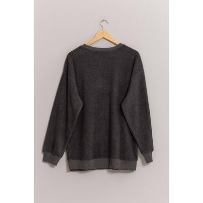 Avery Loose Fitted Bodice Oversized Top ~ Charcoal