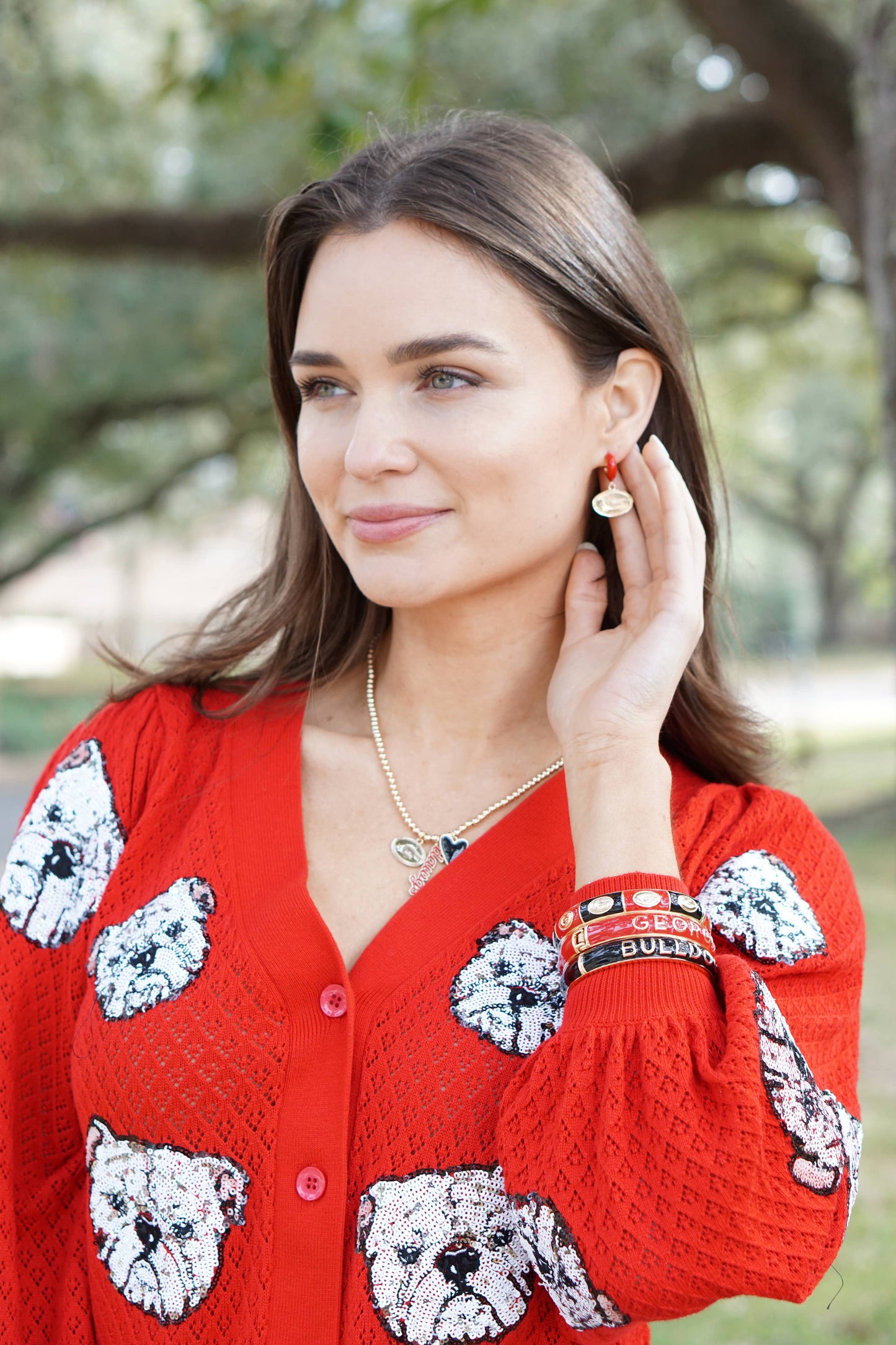 Georgia Bulldogs Logo Huggie Hoop Earrings