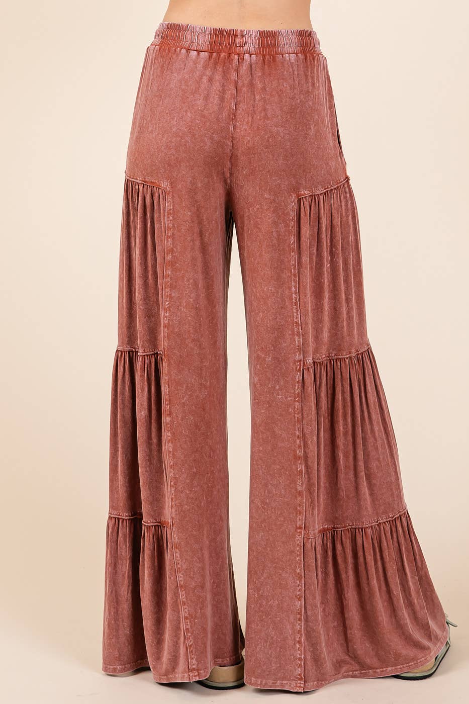 Madelyn Mineral Wash Tiered Wide Leg Pants ~ Sienna