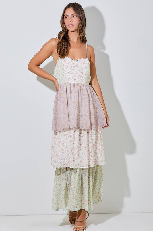 Melody Multicolored Floral Maxi Dress ~ Ivory