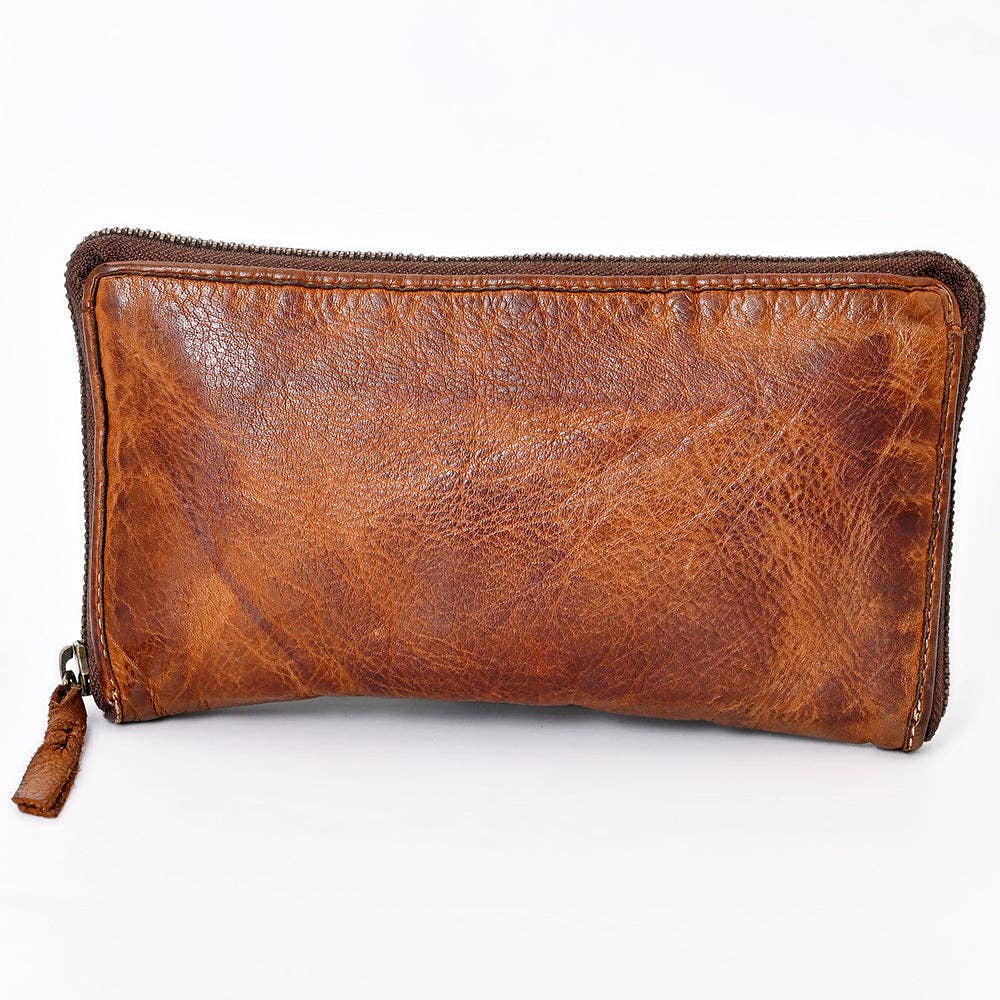 Genuine Leather Zip Around Wallet