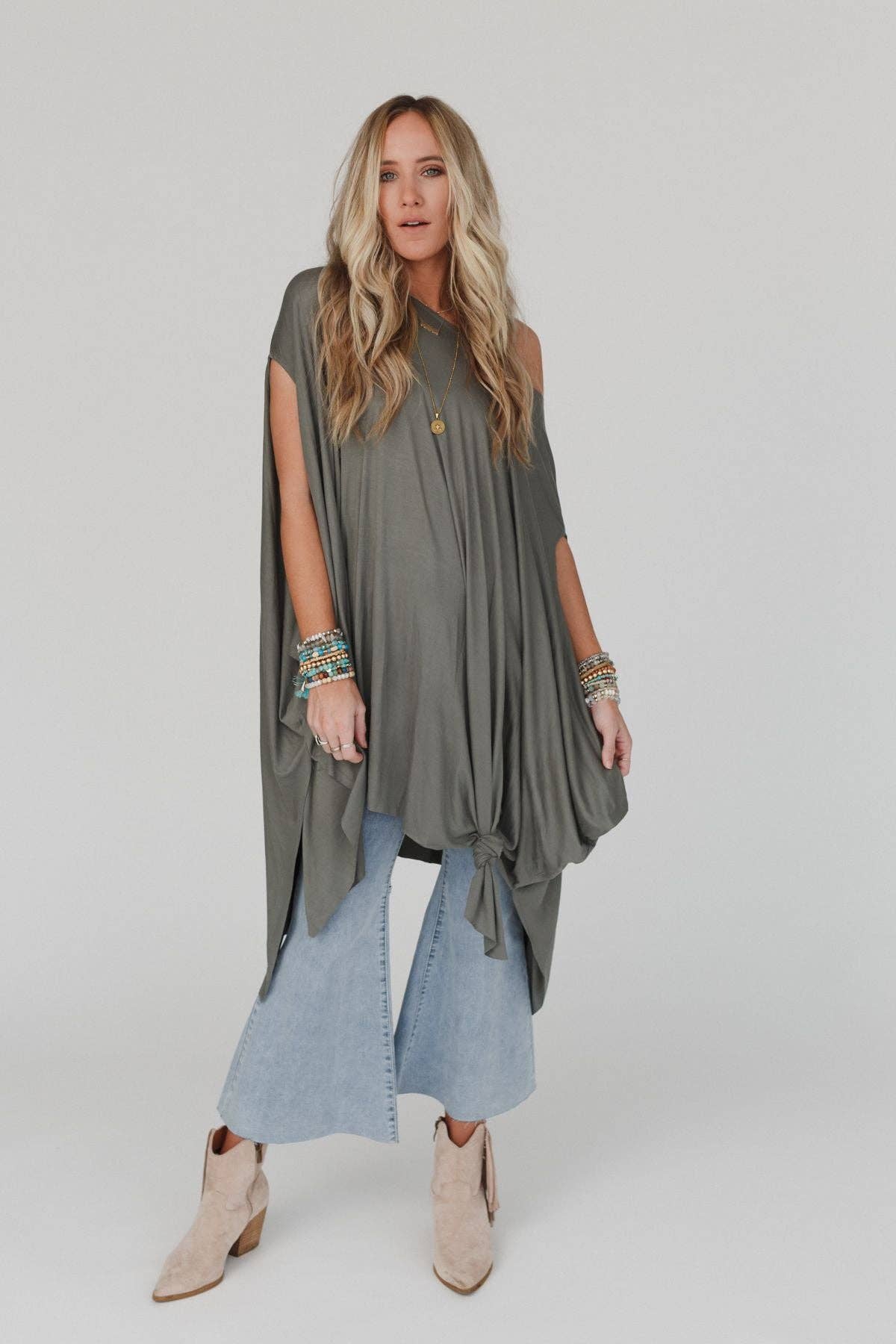 The Wren Tunic Top ~  Light Olive