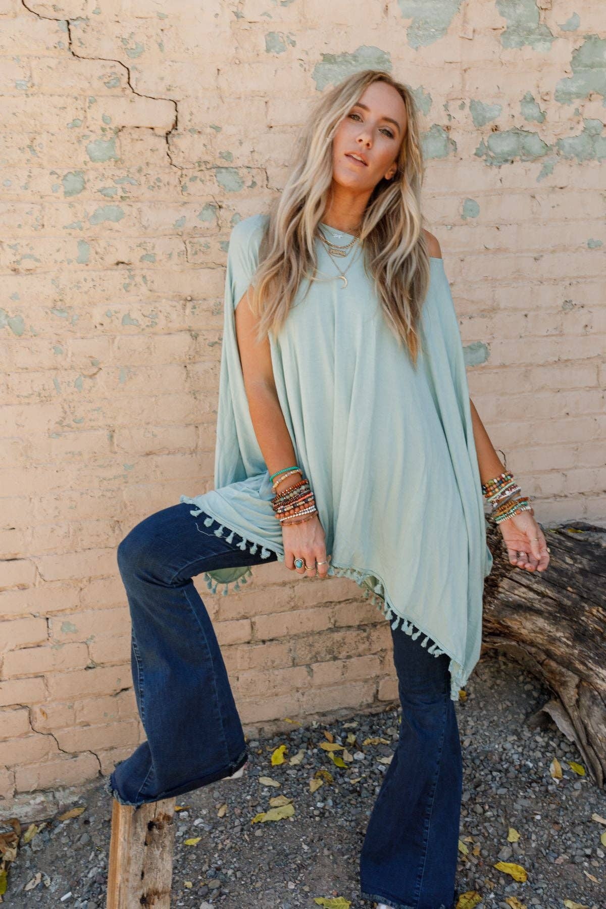 The Wren Tassel Tunic ~ Seafoam